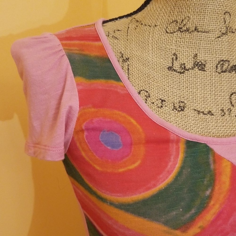 Desigual rainbow pink short sleeve tee R327:6:619 - Picture 3 of 7